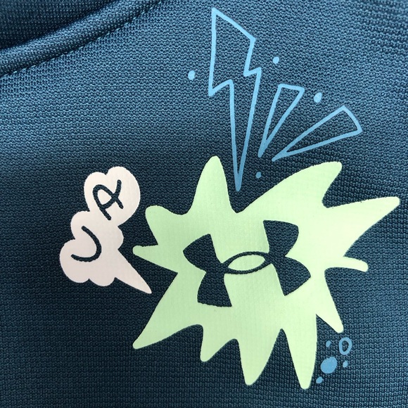 Under armour kids tech fleece teal mock neck crossover turtleneck sweatshirt - Picture 3 of 6